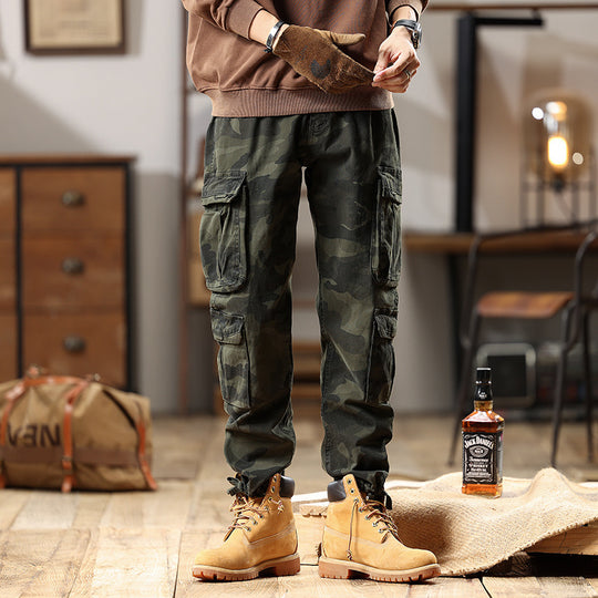 Herren Cargohose mit Gummibündchen und Camouflage-Utility-Design Nord Taschen