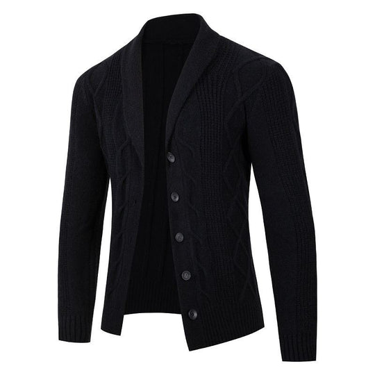 Herren Kabelstrick-Cardigan mit Schalkragen und Knopfleiste Nord Taschen