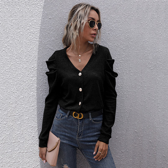 Damen Modischer Cardigan mit Rüschendetails Nord Taschen