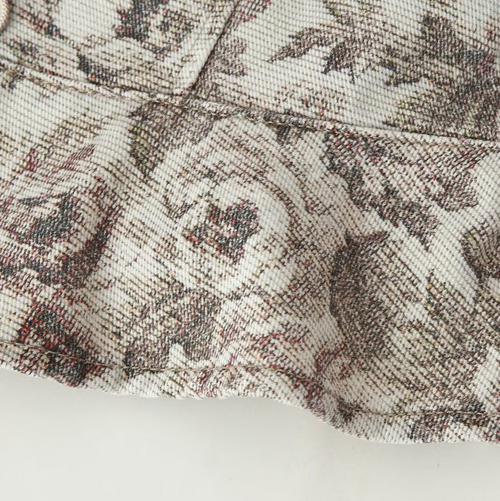 Damen Taillierte Jacquard-Jacke mit Stehkragen und Schößchen Nord Taschen