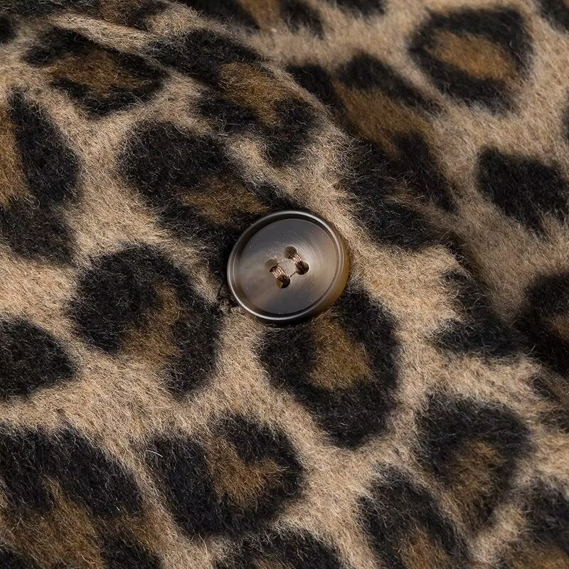 Damen Oversize‑Blazer im Leopardenprint mit Reverskragen und Pattentaschen Nord Taschen