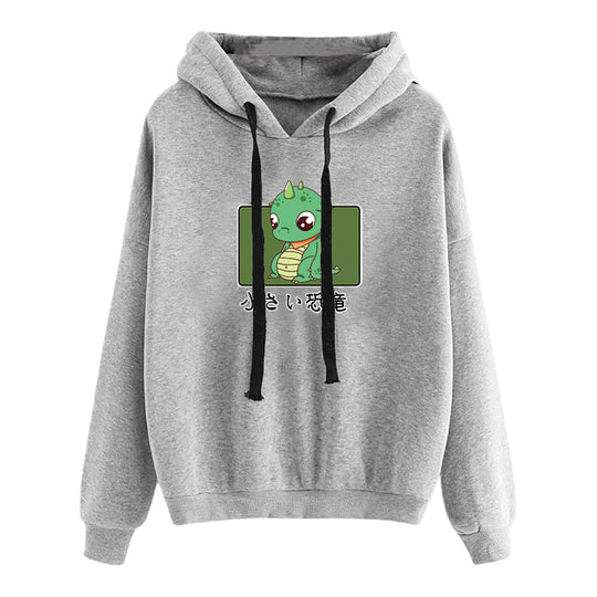 Damen nan kurz geschnittener Cropped-Kapuzenpullover mit niedlicher Frosch-Illustration und verstellbarer Kapuze Nord Taschen