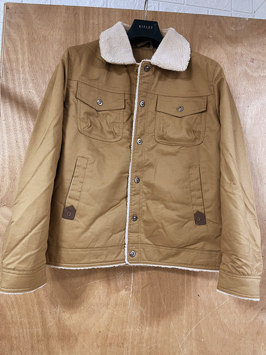 Herren Utility-Arbeitsjacke aus Canvas mit Kunstfellkragen und gesteppter Innenfütterung Nord Taschen