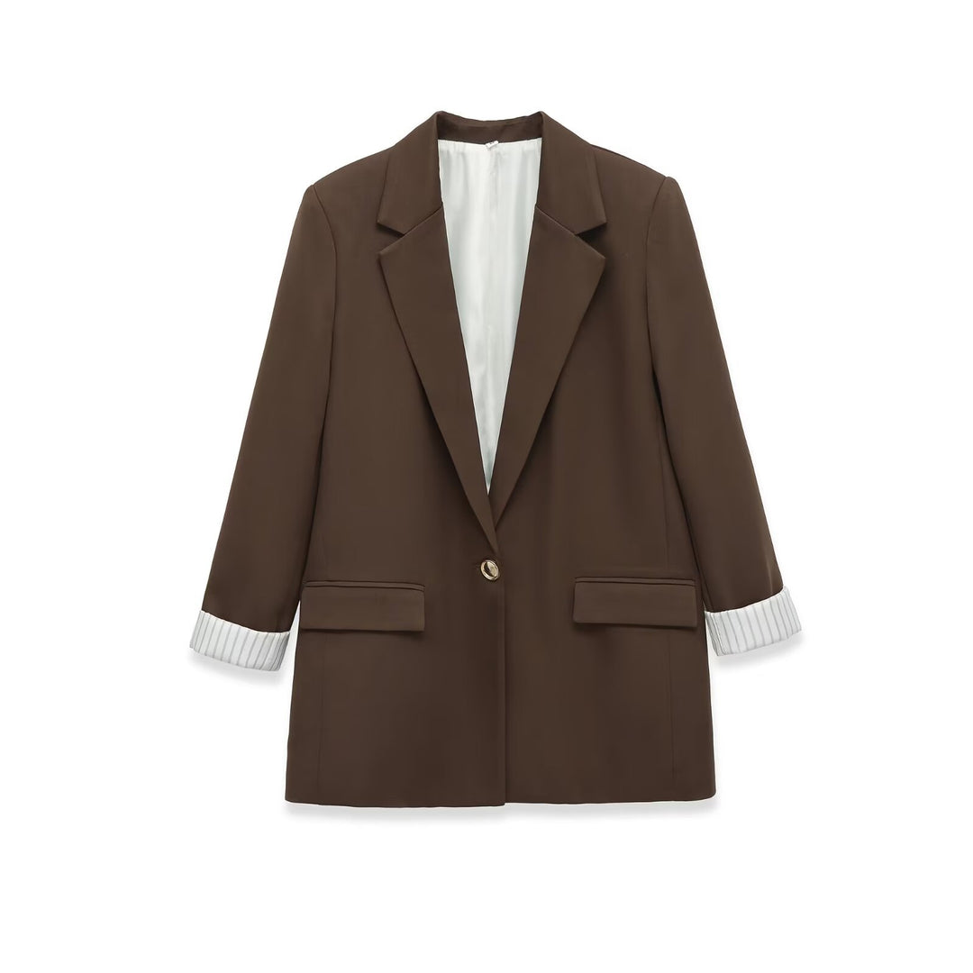 Damen Longline-Blazer mit aufgesetzten Pattentaschen und umgeschlagenen Ärmelaufschlägen Nord Taschen