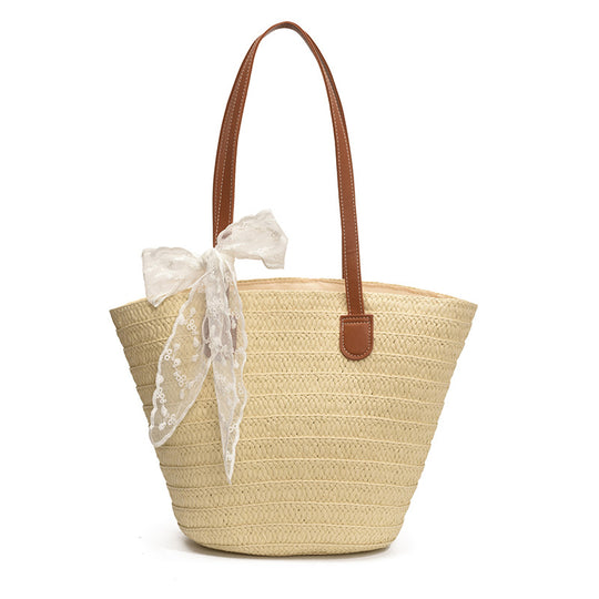 Damen Shopper-Tasche aus geflochtenem Seegras mit elegantem Schleifen-Detail Nord Taschen