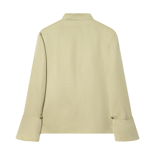 Damen Asymmetrischer Kurzblazer mit Stehkragen und Zierknopfleiste Nord Taschen