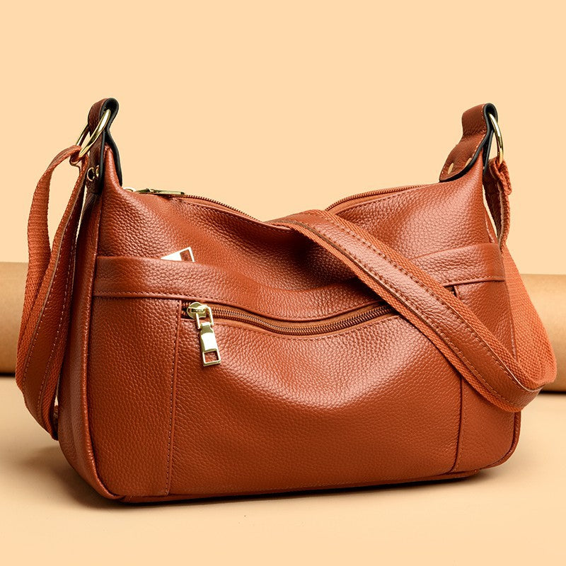 Nord Taschen | Leder-Umhängetasche für Damen - Hochwertige Schultertasche mit praktischen Reißverschlusstaschen