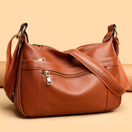Nord Taschen | Leder-Umhängetasche für Damen - Hochwertige Schultertasche mit praktischen Reißverschlusstaschen