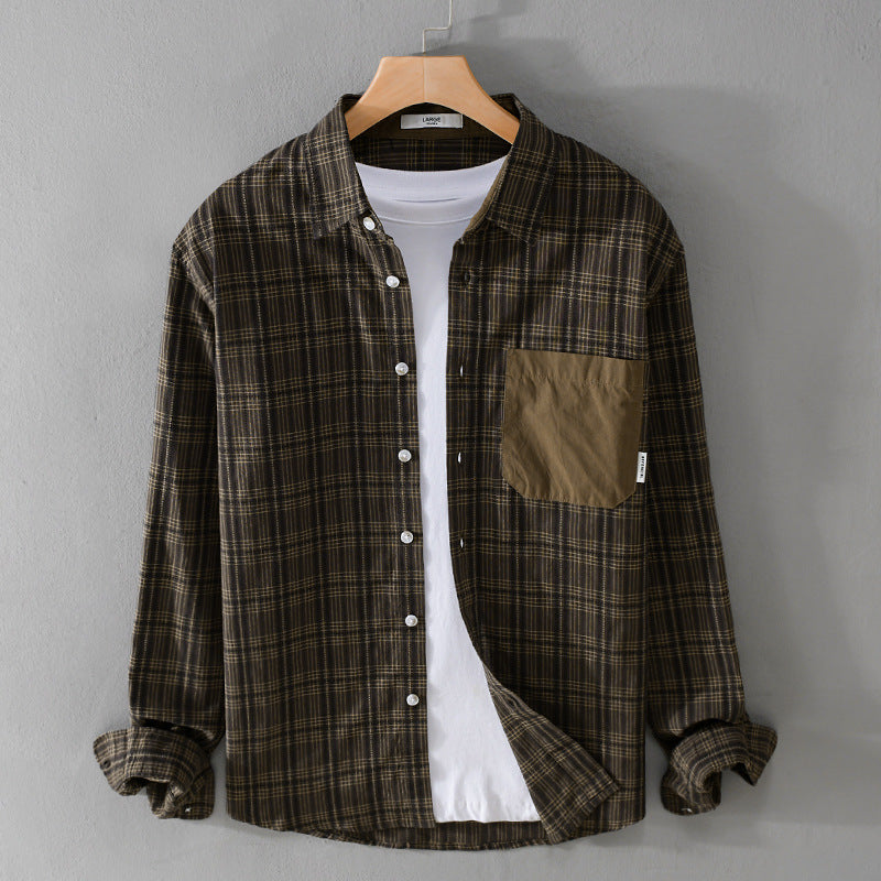 Herren Kariertes Overshirt im Relaxed-Fit mit kontrastreicher Brusttasche Nord Taschen