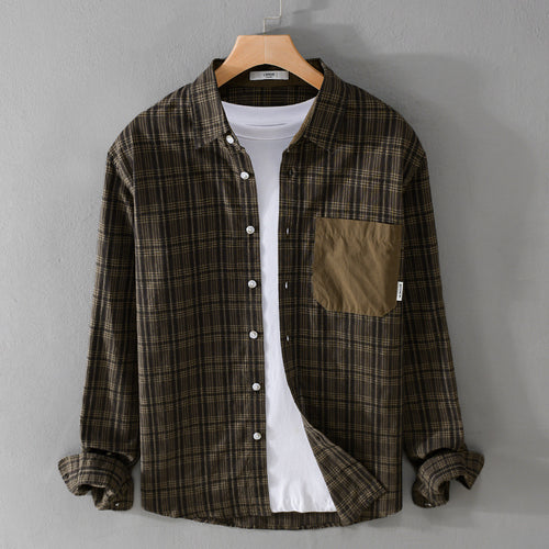 Herren Kariertes Overshirt im Relaxed-Fit mit kontrastreicher Brusttasche Nord Taschen