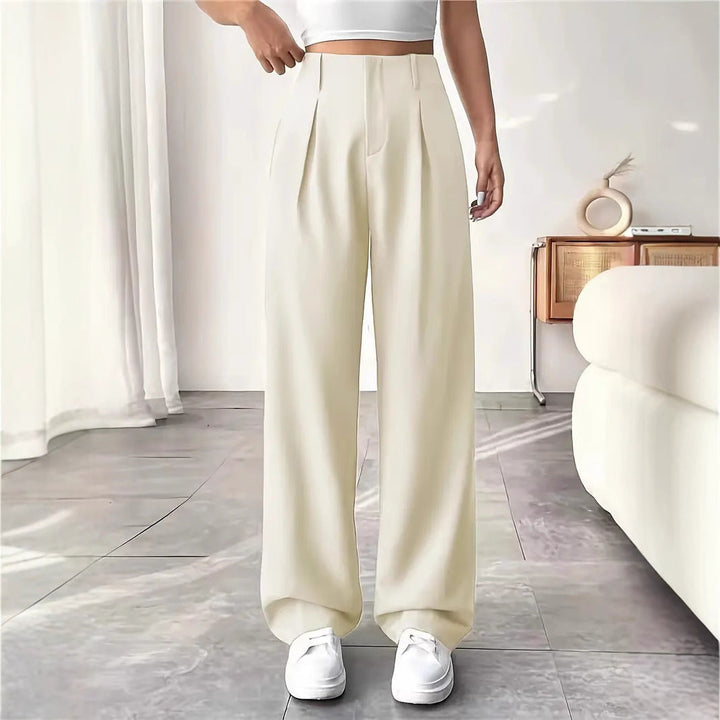 Damen Elegante Bundfaltenhose mit weitem Schnitt