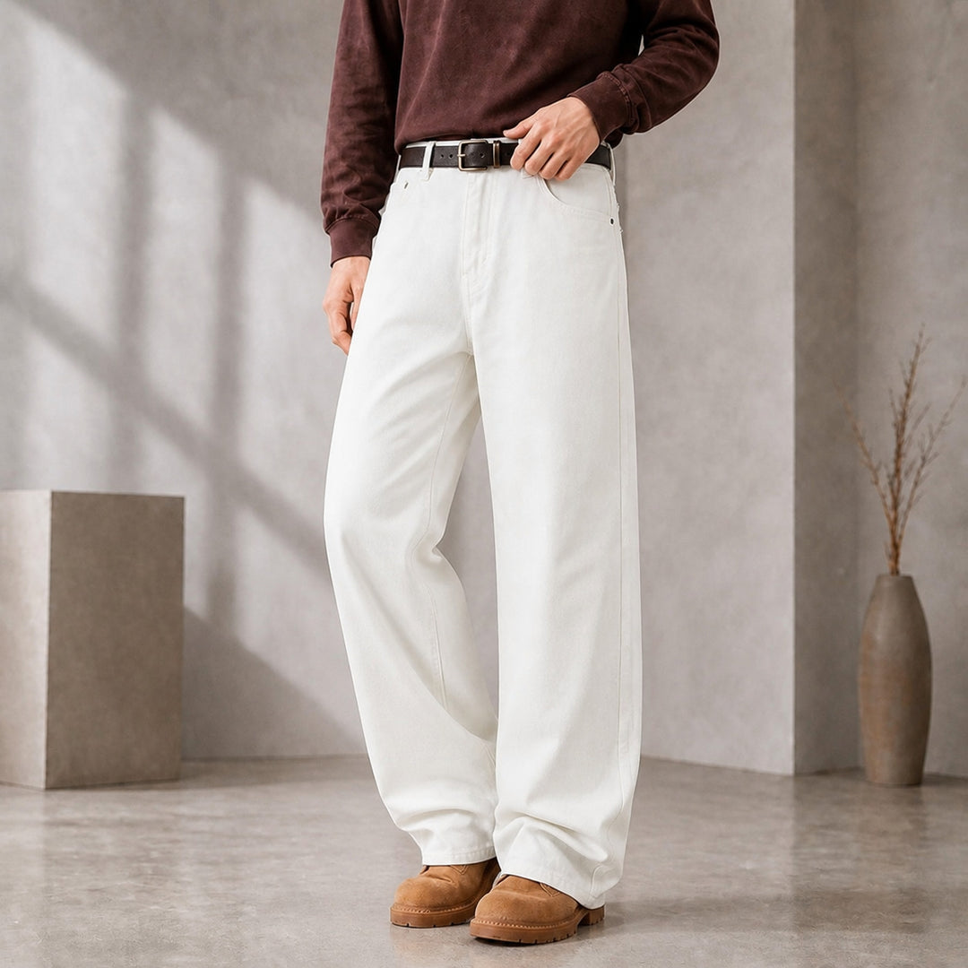 Herren Weite Baumwoll-Jeans mit hohem Bund und Five-Pocket-Design Nord Taschen