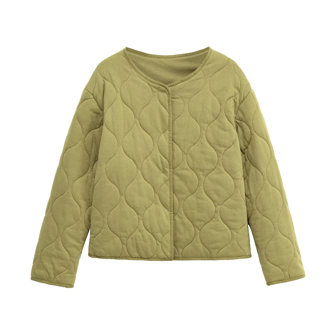 Damen Steppjacke ohne Kragen mit kastiger Silhouette und tonaler Wellensteppung Nord Taschen