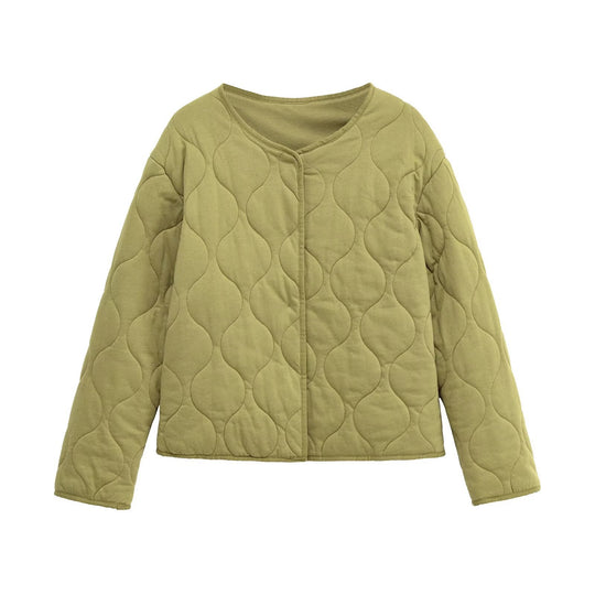 Damen Steppjacke ohne Kragen mit kastiger Silhouette und tonaler Wellensteppung Nord Taschen