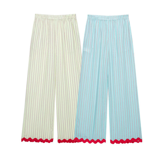 Damen Leichte weit geschnittene Loungehose mit elastischem Bund und welligem Saum Nord Taschen