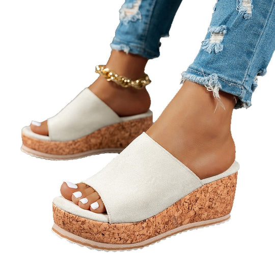 Damen Wedge-Pantoletten mit wildem Leopardenmuster und komfortabler Korksohle