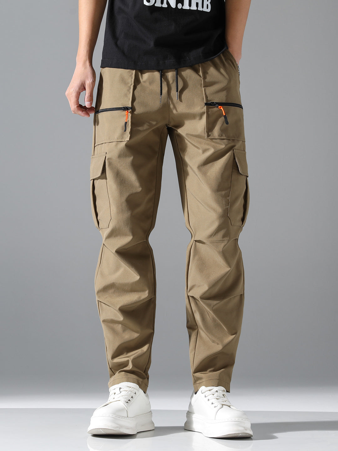 Herren Utility-Cargohose mit Reißverschlusstaschen, Tunnelzugbund & vorgeformten Kniepartien Nord Taschen