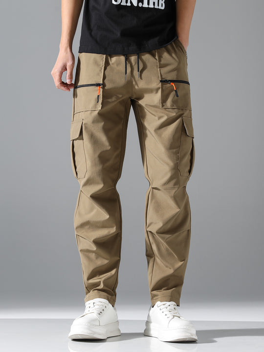 Herren Utility-Cargohose mit Reißverschlusstaschen, Tunnelzugbund & vorgeformten Kniepartien Nord Taschen