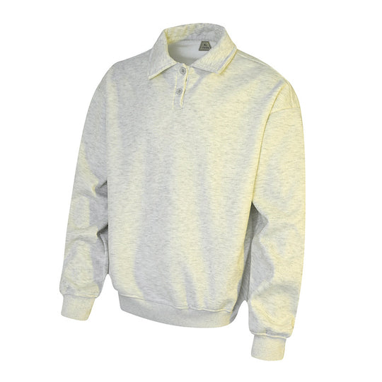 Herren Polo‑Sweatshirt im Oversize‑Relaxed‑Fit mit Rippbündchen und Knopfleiste Nord Taschen