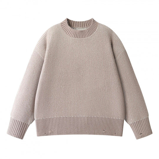 Unisex Oversize-Strickpullover mit Rundhals, Rippenstruktur und verlängertem Bund Nord Taschen