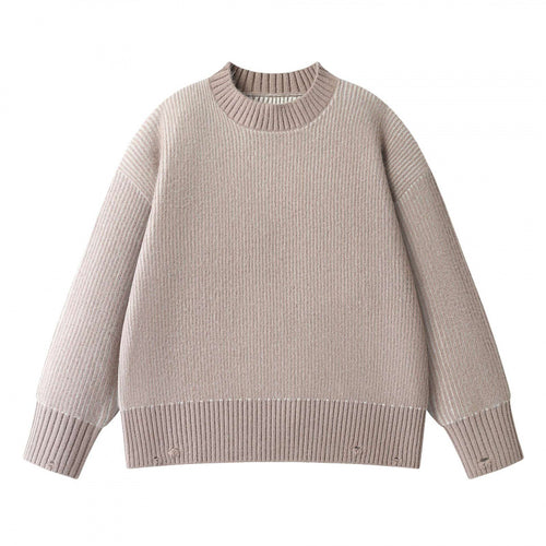 Unisex Oversize-Strickpullover mit Rundhals, Rippenstruktur und verlängertem Bund Nord Taschen