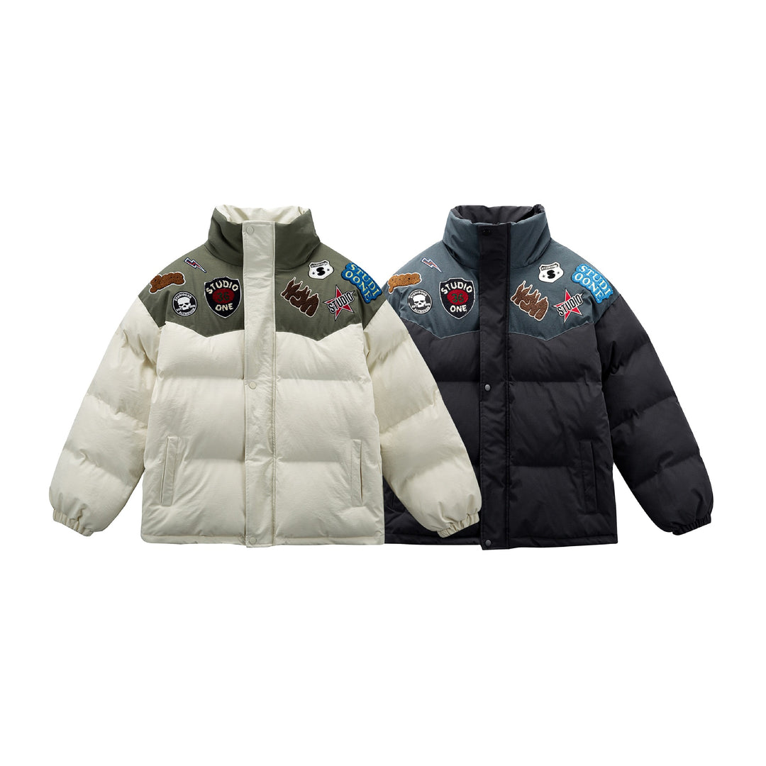 Unisex Wattierte Pufferjacke mit gestickten Patch‑Applikationen Nord Taschen
