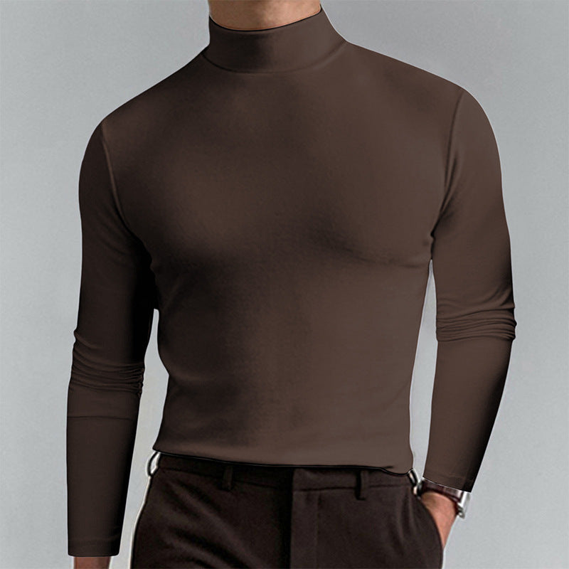 Herren Elegantes Langarm-T-Shirt mit hohem Kragen