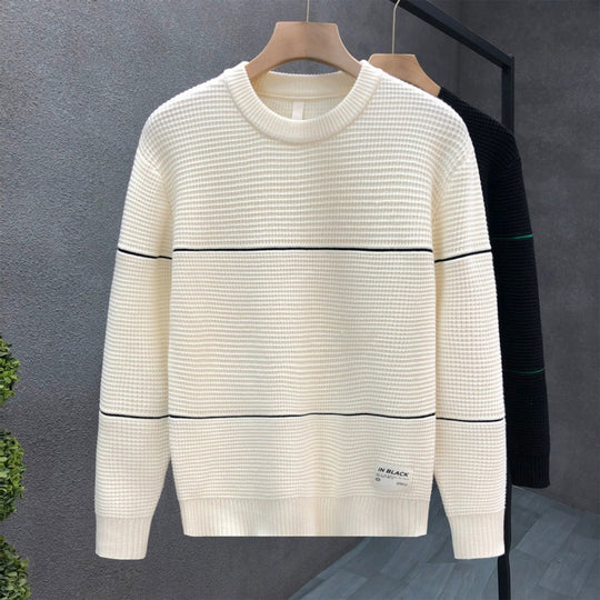 Unisex Strukturierter Waffelstrick-Pullover mit feinen Kontraststreifen Nord Taschen