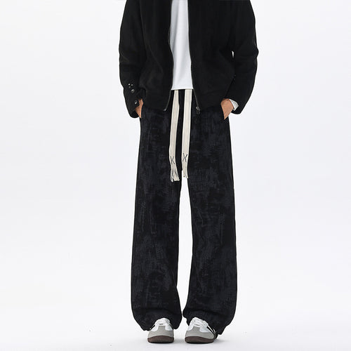 Herren Weit geschnittene Loungehose mit abstraktem Allover‑Print, elastischem Bund und Tunnelzug Nord Taschen
