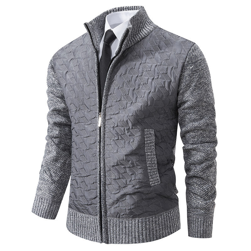 Herren Gesteppte Hybrid-Strickjacke mit Stehkragen, Kontrastärmeln und durchgehendem Reißverschluss Nord Taschen