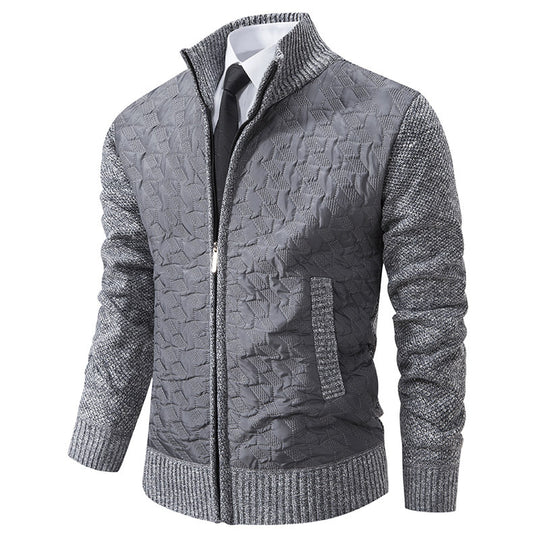Herren Gesteppte Hybrid-Strickjacke mit Stehkragen, Kontrastärmeln und durchgehendem Reißverschluss Nord Taschen