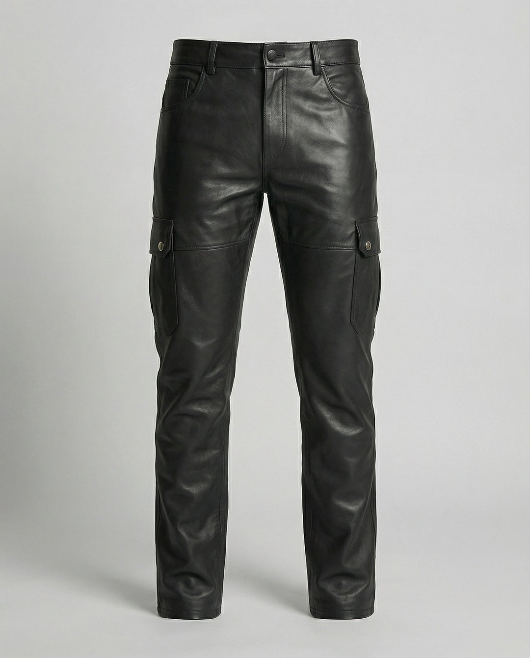 Herren Kunstleder Cargo-Hose mit Seitentaschen