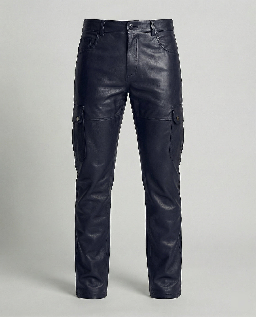 Herren Kunstleder Cargo-Hose mit Seitentaschen