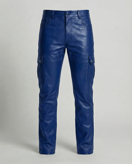 Herren Kunstleder Cargo-Hose mit modernen Details