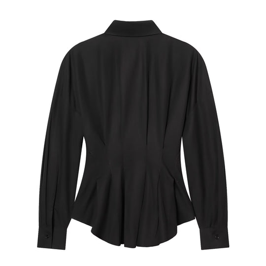 Damen Taillierte Hemdbluse mit Schößchen und Wiener Nähten Nord Taschen