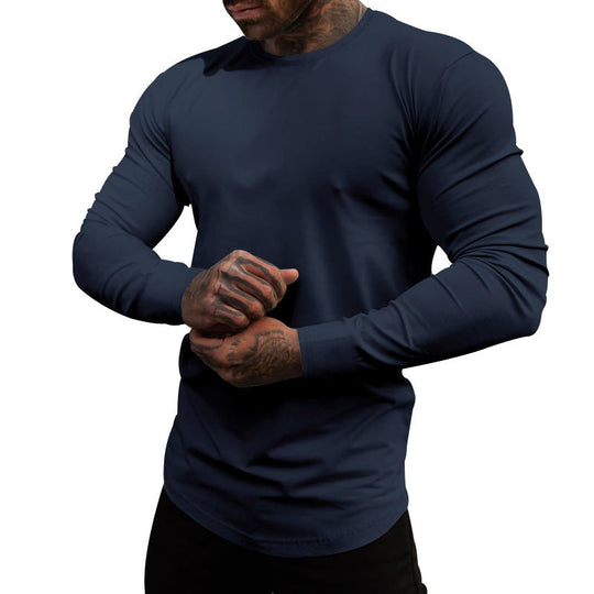Herren Langarmshirt aus weichem, elastischem Baumwollmix mit Rundhalsausschnitt