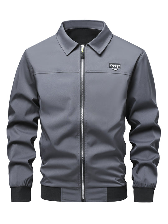 Herren Collar-Zip-Blouson aus Softshell mit gerippten Bündchen & Smiley-Patch Nord Taschen