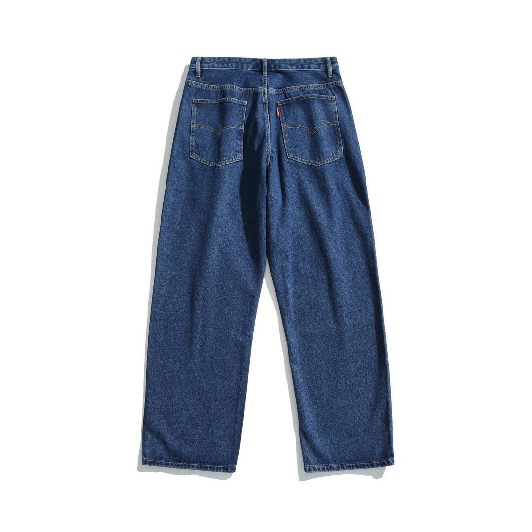 Damen Hochtaillierte gerade geschnittene Denim-Jeans mit weitem Bein Nord Taschen