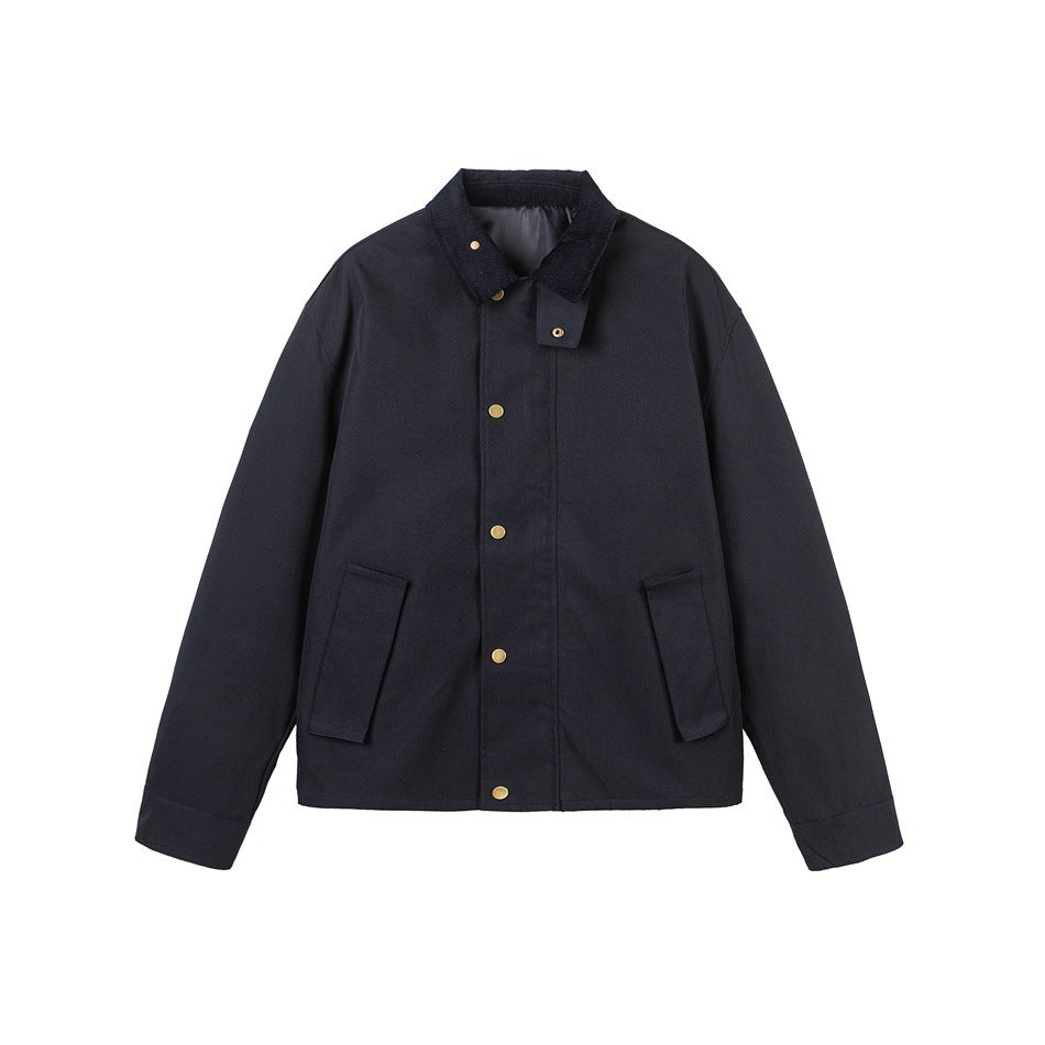 Herren Kurz geschnittene Canvas‑Fieldjacke mit Cordkragen und verdeckter Druckknopfleiste Nord Taschen