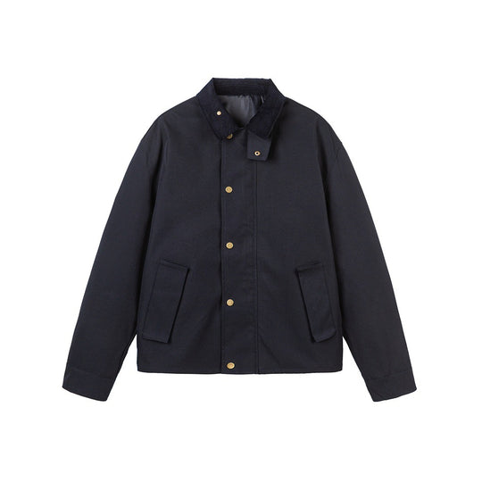 Herren Kurz geschnittene Canvas‑Fieldjacke mit Cordkragen und verdeckter Druckknopfleiste Nord Taschen