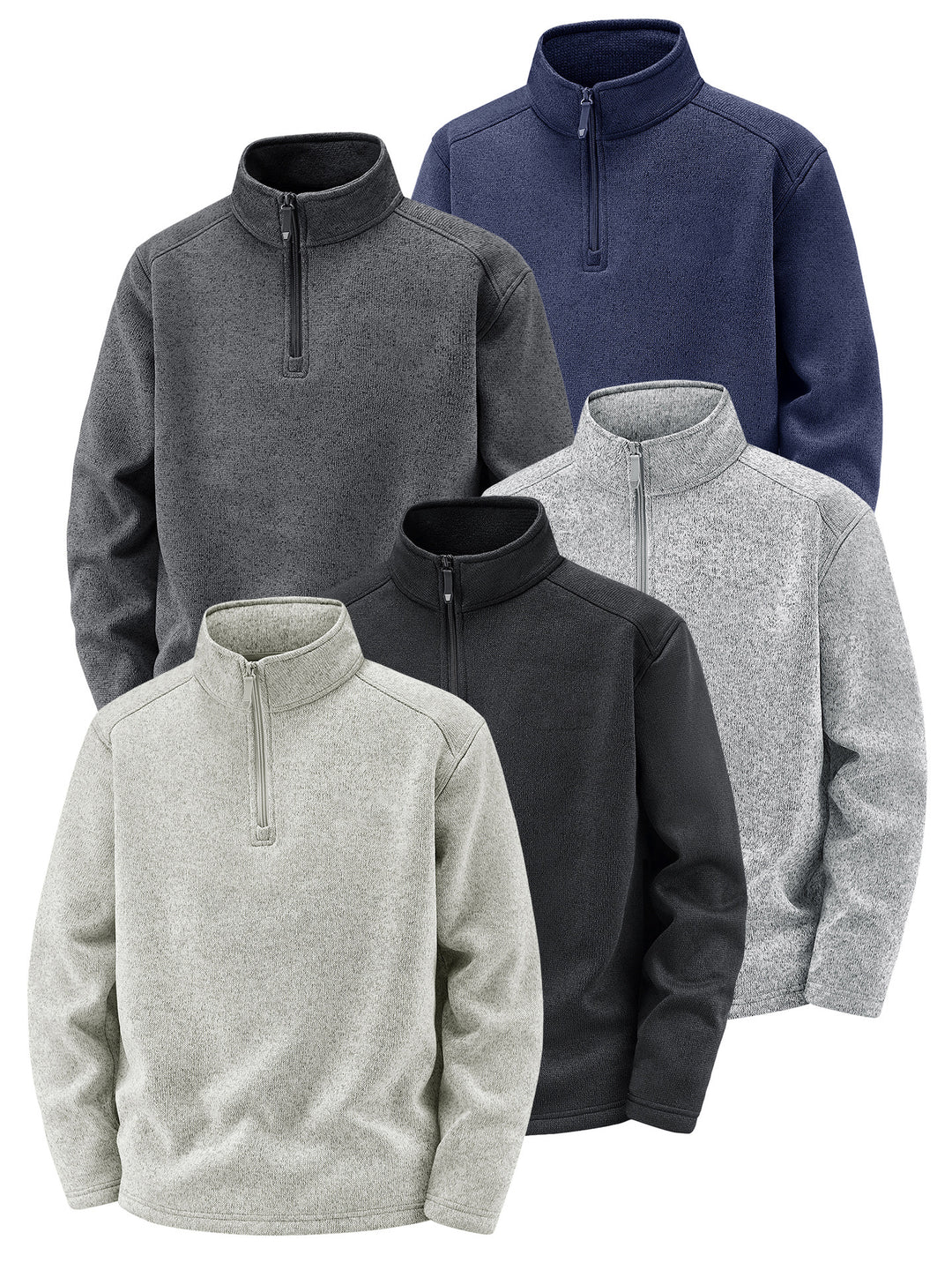 Herren Thermischer Strick-Fleecepullover mit halbem Reißverschluss und Stehkragen Nord Taschen