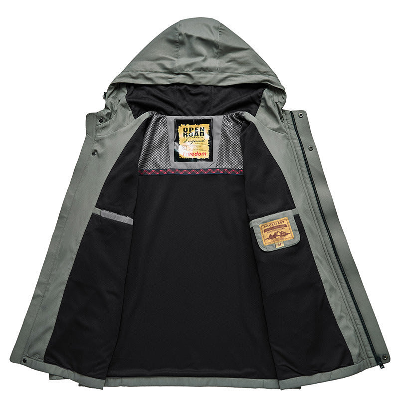 Herren leichte wasserabweisende Softshelljacke mit Kapuze, winddichtem Schnitt und Reißverschlusstaschen Nord Taschen