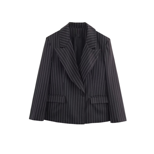 Damen Nadelstreifen-Blazer mit weitem Revers und Pattentaschen Nord Taschen