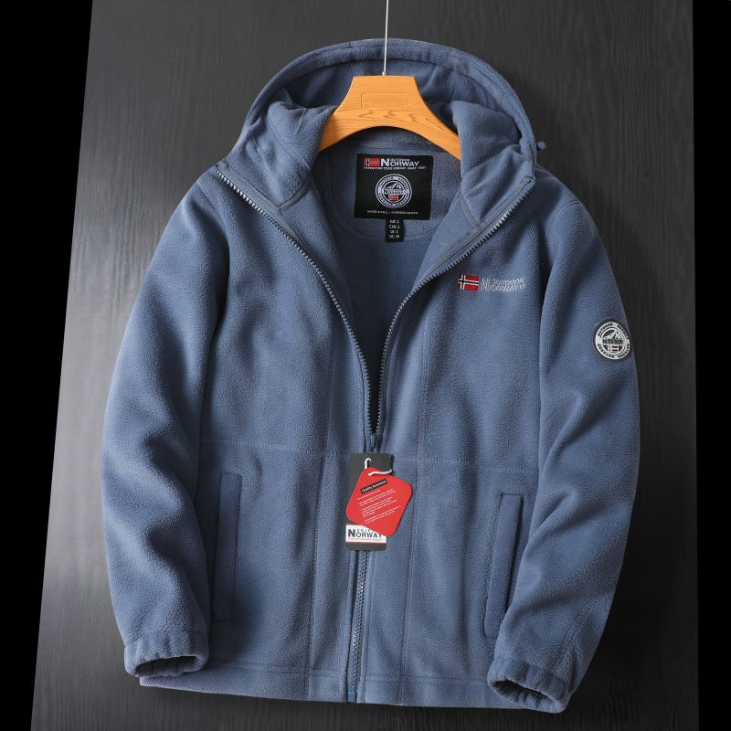 Damen Kapuzen-Fleecejacke mit Teddyfutter und durchgehendem Reißverschluss Nord Taschen