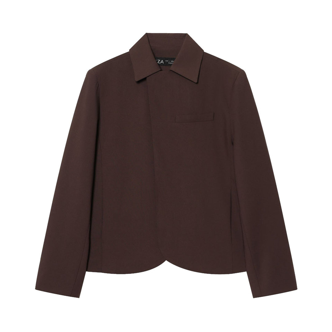 Damen Kurzer taillierter Blazer mit verdeckter Knopfleiste und geschwungenem Saum Nord Taschen