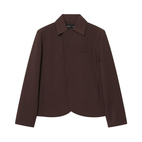 Damen Kurzer taillierter Blazer mit verdeckter Knopfleiste und geschwungenem Saum Nord Taschen
