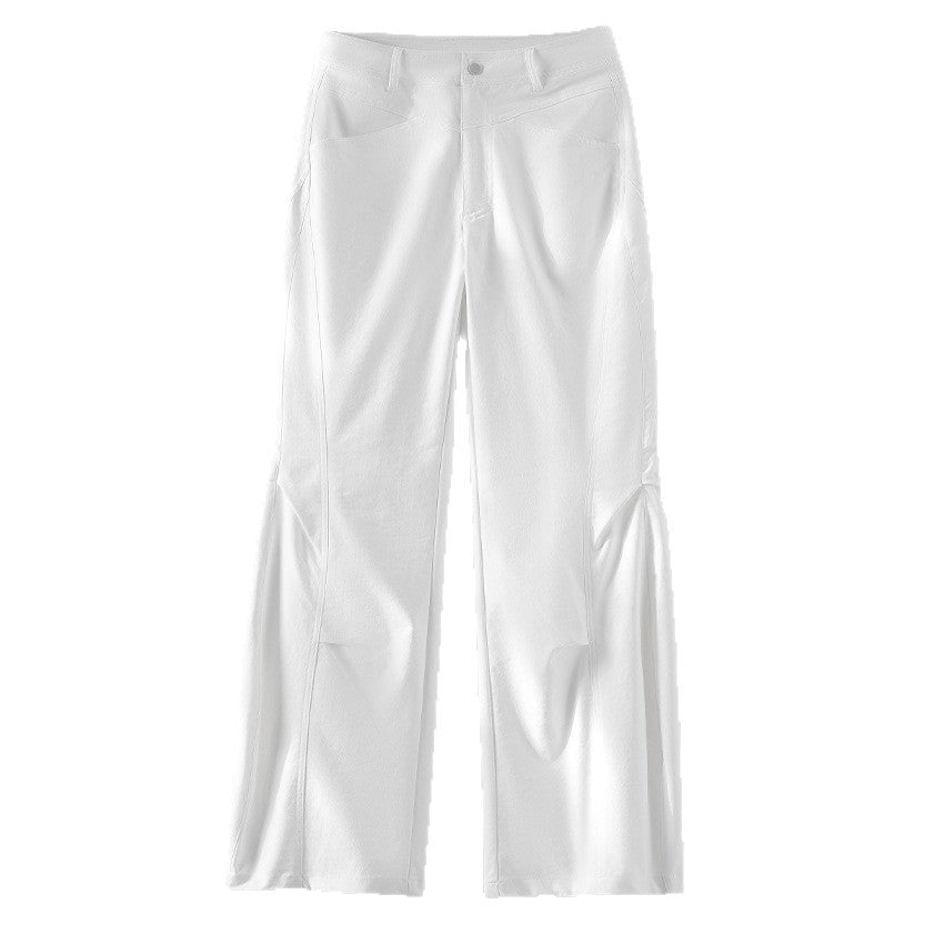 Damen Weite hochgeschnittene Hose mit seitlichen Schlitz‑Panels und markanten Nahtdetails Nord Taschen