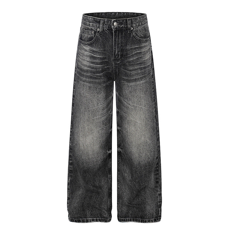 Damen Hochgeschnittene weite Palazzo-Jeans mit Used-Effekt Nord Taschen
