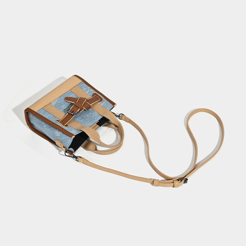Damen Mini-Handtasche mit modischen Denim-Elementen und praktischem Kordelzug Nord Taschen