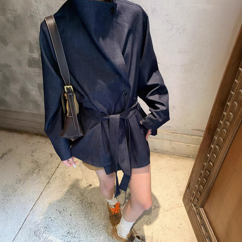 Damen Modische Oversized Blazerjacke Nord Taschen